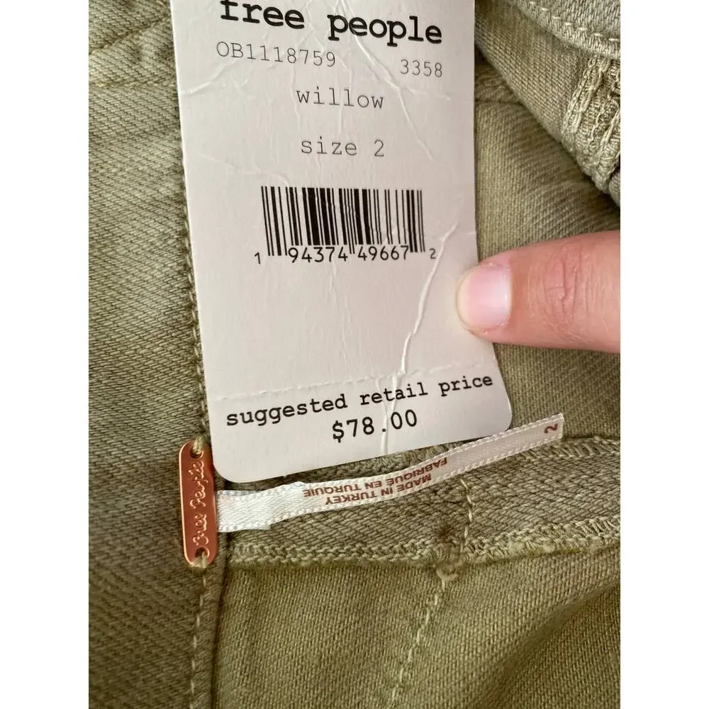 Free People Alpha Utility Mini Skirt Tan Button Fly NEW Willow Size 2 Everyday